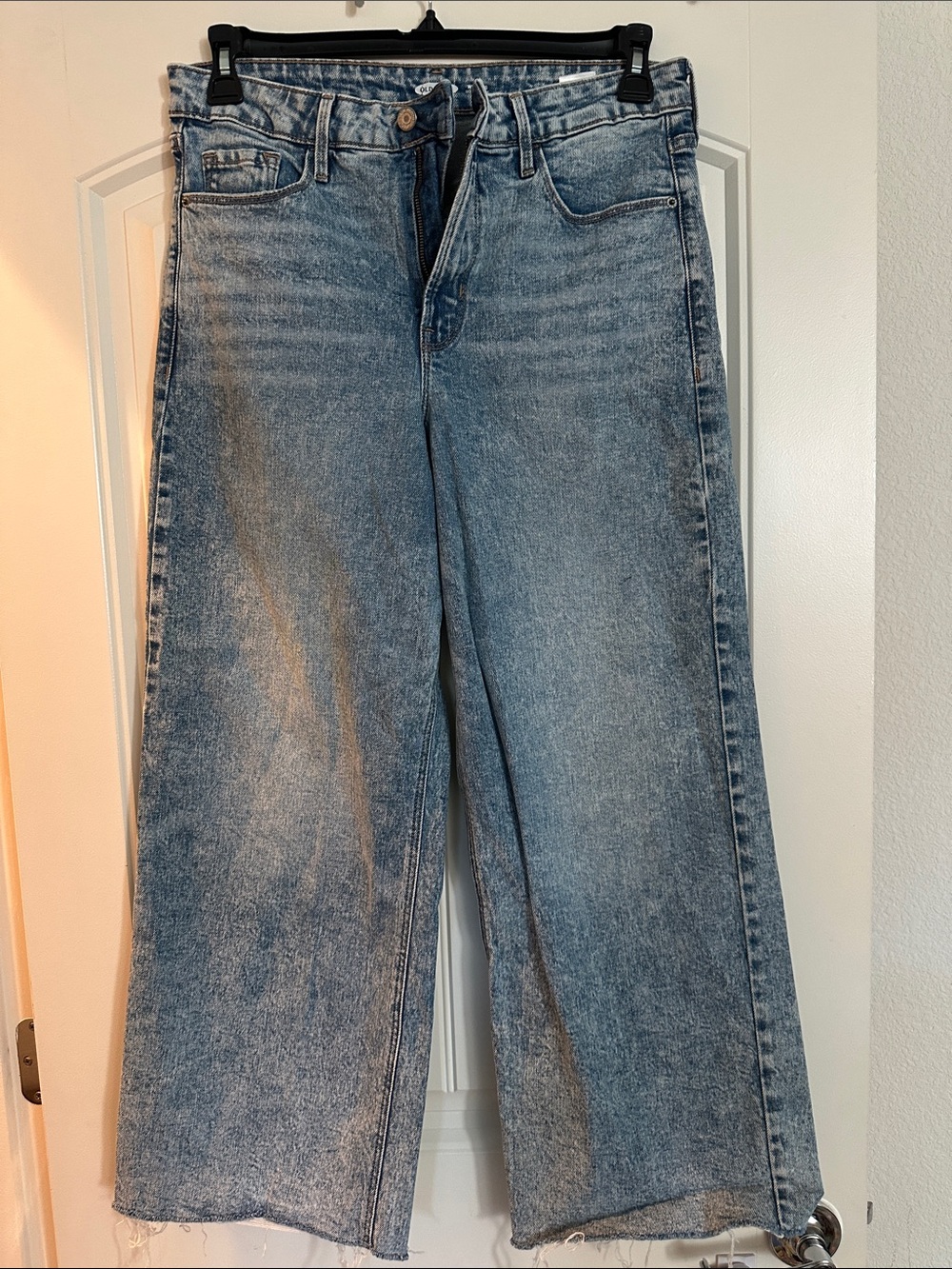 Wide Leg extra high rise Light Wash Blue Jeans size 12 old navy
